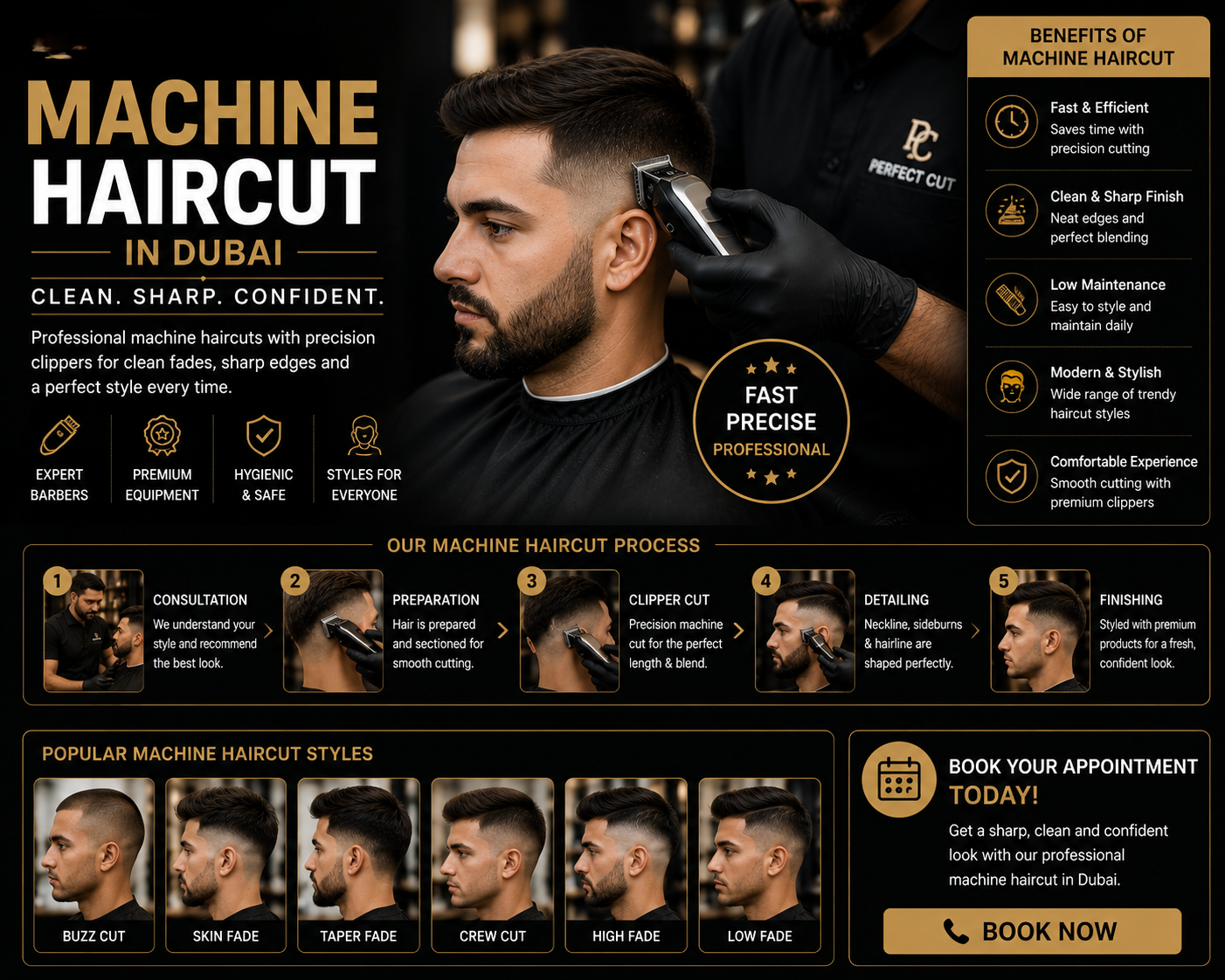 Machine Haircut Dubai, Fade Haircut Dubai